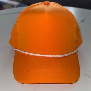 Bright Orange blank Snapback Cap W/ White roped brim